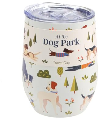 REX LONDON Thermobecher, Schwarz, 350 ml, Edelstahl, Hält Getränke 24 Stunden kühl und 12 Stunden heiß, mit Kunststoffdeckel und Silikondichtring (Dog Park)