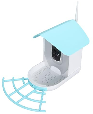 EMUKOEP Intelligente Vogelfutterhauskamera mit Solarpanel und Hoher Auflösung von 1080P für Vogelbeobachtungs-Hobbyisten (Blau)