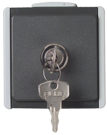 Unitec 45253L - Presa di corrente con serratura, sopra intonaco, 1 ingresso, colore: Grigio/Grigio scuro