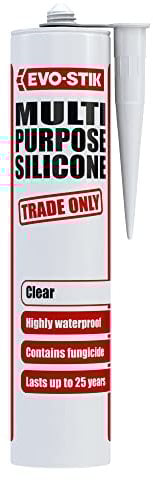 EVO-STIK Multipurpose Silicone Sealant, Waterproof + Mould Resistant, for Interior and Exterior Use, Colour: Clear