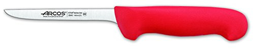 Arcos Cuchillo deshuesador con Hoja Acero Inoxidable Nitrum 140 mm. Cuchillo profesional para cortar huesos carne. Mango ergonómico polipropileno. Serie 2900. Color rojo.
