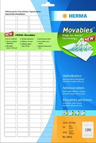 Kennzeichnungsetiketten 25,4x10mm ws 25 Blatt=4725 Etiketten