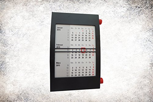 3-Monats-Kalender schwarz/rot 2 Jahre (2020/2021) Tischkalender mit Drehmechanik, Schreibtischkalender