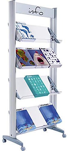 Paperflow 12.A4TT.35 Alu-Prospektständer mit 4 Plexiglas-Ablagen,12 Dokumente