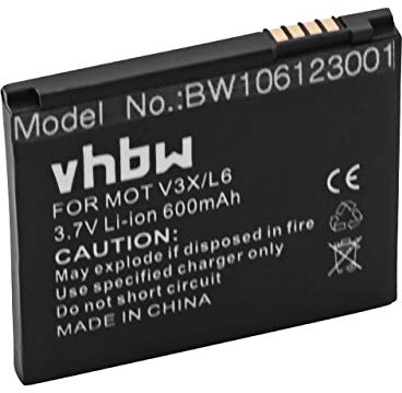 vhbw Akku kompatibel mit Motorola Rizr Z3, Rokr Z6, SLVR L2, SLVR L6, SLVR L7, SLVR L7i Handy Smartphone Telefon (600mAh, 3,7V, Li-Ion)