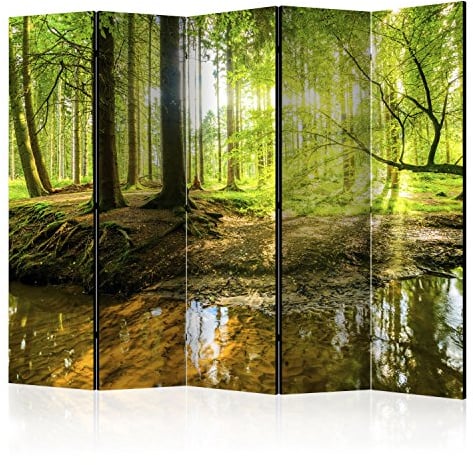 murando Raumteiler Wald Baum Natur Foto Paravent 225x172 cm einseitig auf Vlies-Leinwand Bedruckt Trennwand Spanische Wand Sichtschutz Raumtrenner grün c-B-0183-z-c