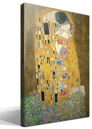 cuadrosfamosos.es berühmte Gemälde | Leinwand | Wandkunst | Der Kuss von Gustav Klimt | Giclée-Druck auf Leinwand aus 100% Baumwolle | Rahmen 3 cm | 40 x 55 cm