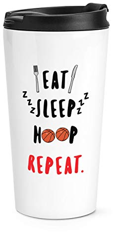 Eat Sleep Hoop Repeat Basketball Travel Mug Cup