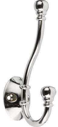 Decohooks Ball End Double Hat and Coat Hook, Polished Chrome, 130mm | Wall/door mountable; zinc construction; includes 1 hook. fixings (screws and wallplugs); suitable for internal use.