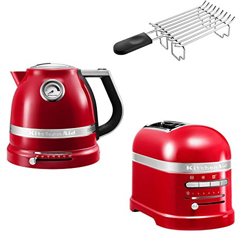 KitchenAid Artisan Frühstücks Set | incl. Wasserkocher 5KEK1522, 2 Scheiben Toaster 5KMT2204 und Brötchenaufsatz | für einen perfekten Start in den Tag! (Empire Rot)