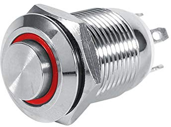 Keenso Commutateur à Bouton-Poussoir, 12mm Interrupteur d'Alimentation de Puissance de la Voiture LED Momentané Etanche(Red)