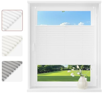 WOLTU Plissee Klemmfix ohne Bohren, Crushed-Optik, 60 x 100 cm, Weiß | Blickdicht und lichtdurchlässig, Sichtschutz und Sonnenschutz, Faltrollo für Fenster & Tür, einfache Montage