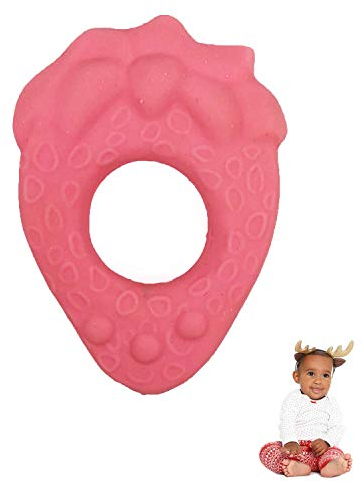 Lanco 8424678905191 Erdbeer-Beißring; 100% Naturkautschuk, rosa, 200 g