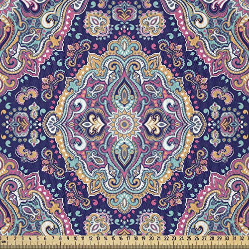 ABAKUHAUS Ethnisch Stoff als Meterware, Boho Bunte, Microfaser Multi Zweck Dekostoff für Kunsthandwerke, 3M (230x300cm), Rosa Violet