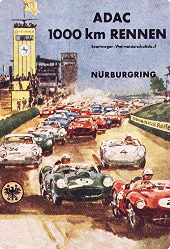 Blechschild 20x30cm gewölbt ADAC 1000km Rennen Nürburgring Retro Deko Geschenk Schild