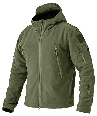EKLENTSON Herren Warm Fleece Winter Herrenjacke Üergangsjacke Multi-Taschen mit Reisserschluss, (Armeegrün, M)
