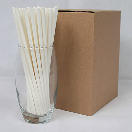 Pailles en Papier Blanches (6mm x 200mm) - Boîte de 500 - Certifiées FSC/Fabriquées à partir de matériaux sûrs pour les aliments/Sans PFAS/Produit biodegradable/Respectueux de l'environnement