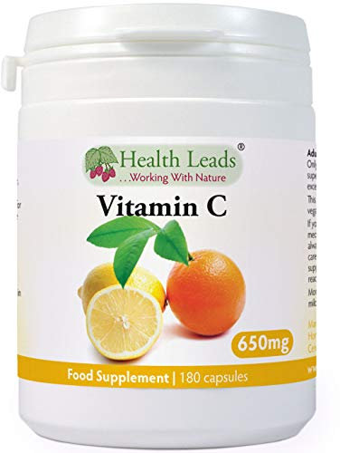 Pure Vitamin C 650mg Capsules, Ascorbic Acid, Unbuffered & Non-GMO, Suitable or Vegetarians & Vegans, Magnesium Stearate Free & No Nasty Additives, Formulated & Made in Wales… (180 Capsules)