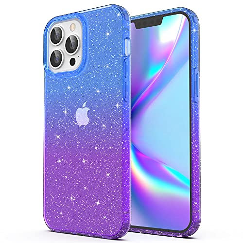 ULAK for iPhone 13 Pro Case Clear Glitter Soft TPU Cover Anti-Scratch & Shockproof Transparent Protective Phone Case Compatible with iPhone 13 Pro 6.1 Inch - Purple Blue