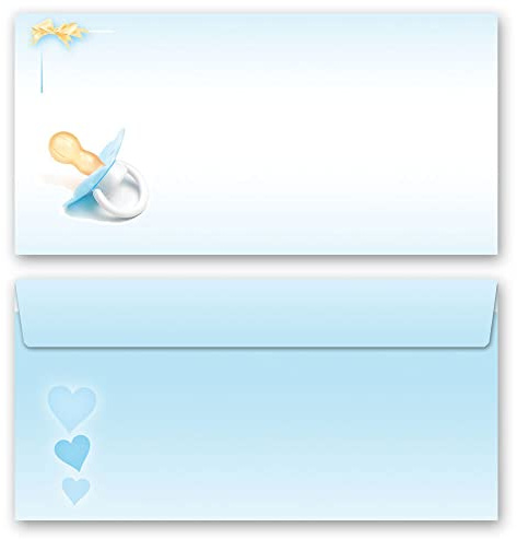 Briefumschläge BABY SCHNULLER (BLAU) Besondere Anlässe 50 Briefumschläge (ohne Fenster) DIN LANG (220x110 mm)