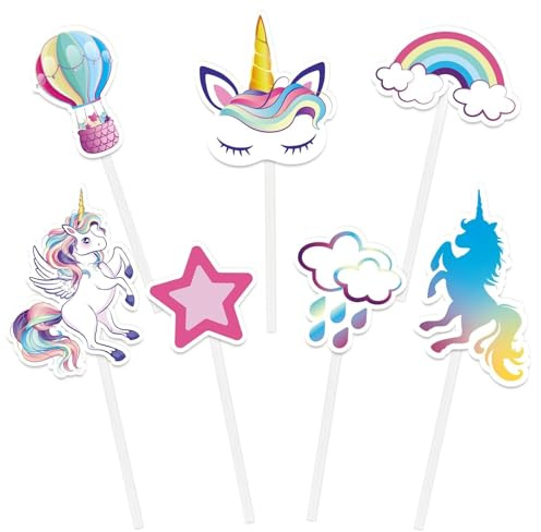 WERNNSAI 35 PCS Unicorn Cupcake Toppers - Rainbow Unicorn Birthday Party Cake Decorations for Girls Kids Unicorn Cake Topper Cake Tropper Unicorn Cake Decors Baby Shower Birthday Party Supplies