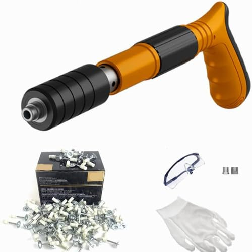 Manual Mini Steel Nail Gun 3 Gears Power Adjustable Wall Nail Guns for Ceiling/Wire Hider/Fixture Install Nail Shooting Machine Fastener Tools with 100 Pcs Round Nails (Nail Gun Set)
