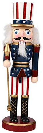 Homoyoyo Nussknacker-Weihnachtsschmuck Patriotische Nussknacker-Figuren Nussknacker-Soldaten-Figuren aus Holz Hängende Ornamente mit Einem Stock für Die Weihnachtsdekoration