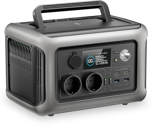 ALLPOWERS R600 Centrale Elettrica Portatile, Batteria LiFePO4 da 299Wh, Generatore Solare con 2 Uscita AC da 600W(Picco 1200W), UPS, Ricarica Rapida 0-100% in 1 Ora per Feste, Viaggi e Campeggio