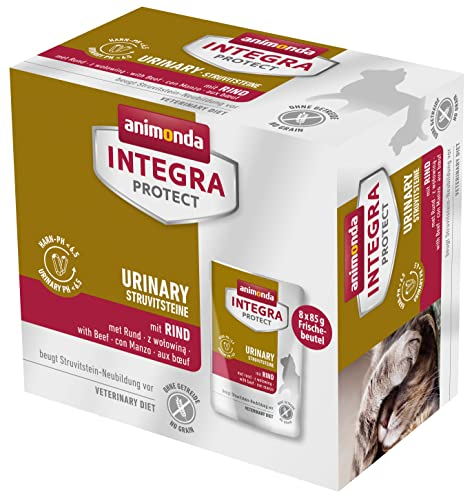 animonda INTEGRA PROTECT Katzenfutter nass Urinary Struvitstein mit Rind (8 x 85g), vom Tierarzt empfohlen bei Harnsteinen, mit Veterinären entwickeltes Diätalleinfutter für erwachsene Katzen