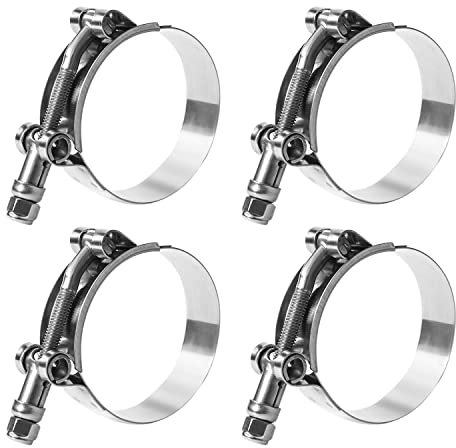 Abrazadera de manguera con perno en T de 2 pulgadas, acero inoxidable MINERGUY de 57 mm a 65 mm, abrazadera de manguera intercooler de entrada turbo, paquete de 4