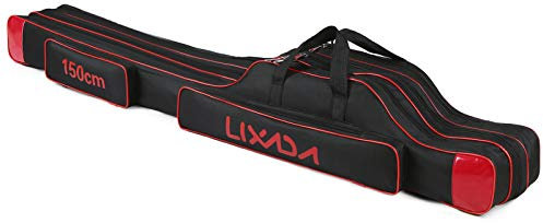 ERYUE Bolsa de caña de Pescar de 3 Capas, Estuche de Transporte de Varilla Plegable portátil, Estuche de Almacenamiento de Aparejos de Carrete de Pesca,Caja de caña de Pescar