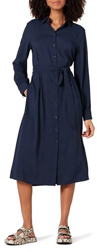Amazon Essentials Damen Langärmliges Midi-Hemdkleid aus Georgette, Marineblau, XL
