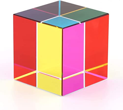 CMY-Farb Würfel, CMY-Misch Farbwürfel Kristallglas Prisma, RGB-Optisches Dispersion Swürfel Prisma, Faszinierend Bunte Glas Verzierungen, Lehr Spielzeug für zu Hause (40mm)