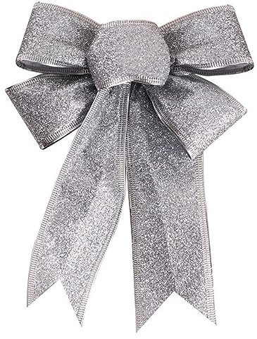 12 Stück Glitzer Weihnachtsschleifen Groß Weihnachtsbaum Bogen Schleife Weihnachtsbaumschmuck Weihnachtsdekorationsschleifen Weihnachtsbaumspitze Schleife Für Weihnachten Hochzeit Party Deko,Silber
