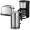 KHG Frühstücksset 3-teilig Wasserkocher, Toaster & Kaffeemaschine, Edelstahl Silber Chrom, Kapazität 1 Liter, 2 Toast Scheiben & 12 Tassen Kaffee, präziser Ausgießer, 6 Röststufen, LCD-Display