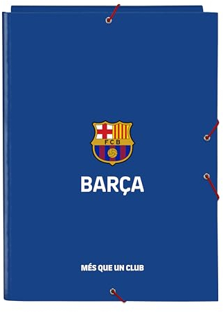 F.C. BARCELONA 2ª EQUIPACIÓN - Carpeta Folio con 3 Solapas, Ideal para Niños de Diferentes Edades, Cómoda y Versátil, Calidad y Resistencia, 26x36.5 cm, Color Azul y Granate