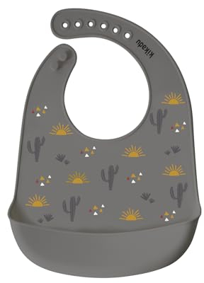 kikadu Silikon Lätzchen Zebra Grau - Kindergeschirr, BPA-frei, mit niedlichen Aufdrucken