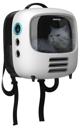 Cecotec Katzen-Transportbox Pumba 1800 Travel Fan, Belüftungssystem mit 2 Geschwindigkeiten, Innenlicht, Großer dunkler Bildschirm, Haustiere bis zu 8 kg, Ergonomisches Design, Seitentasche