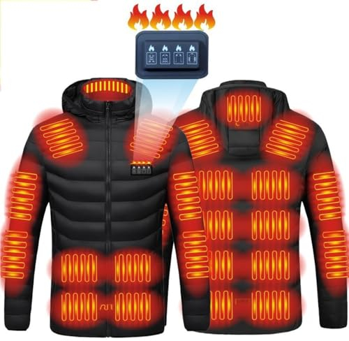 Abrigo con capucha con calefacción, 21 zonas de calefacción, chaqueta con calefacción for hombres y mujeres, chaleco con calefacción con carga USB, chaqueta cálida con capucha for pesca, motocicleta,