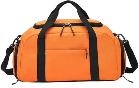 Balakaka Reisetasche Weekender für Damen und Herren,40 L Trainingstasche mit Schuhfach & Nassfach,Große Kapazität Leichte Handgepäck für Reise Schwimmen Urlaub, Orange