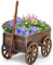 Beeveer Wooden Wagon Planter Box, Garden Planter with Wagon Wheels, Flower Cart for Patio Garden Balcony, Decorative Brown (Classic) 23.23 x 11.41 x 13 inches