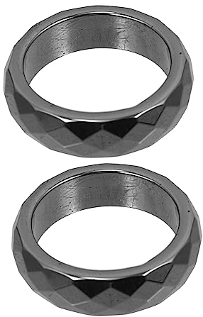 PACKOVE 2St Hämatit ring damenringe damenschmuck Frauen Weihnachtsgeschenke Herren Weihnachtsdekorationen Ornament breite Ringe Eheversprechen Ringe Mode Hematit dekorativer Ring Fräulein
