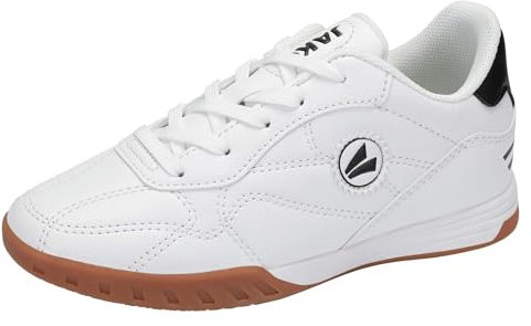 JAKO Fußball Schuhe Unisex Training Sport Fussballschuhe NonMarking Hallenschuhe Sportschuhe J-SI Signature in Weiß/Schwarz in Größe 43