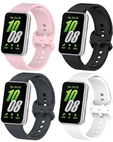 KUTEWEU Cinturino Compatibile con Samsung Galaxy Fit 3 [SM-R390] Watchband, Cinturini di Ricambio in Silicone Sport per Samsung Galaxy Fit 3 Smartwatch (Rosa+Grigio+Nero+Bianco)