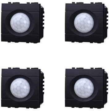 4 Pezzi Sensore Movimento PIR da 2 Moduli, Compatibile Con Vimar Arke, Colore Nero