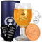 Geschenk für Opa Personalisiert Bierglas mit Untersetzer Lustige Socken und Schlüsselanhänger, Opa Geschenk Geburtstag Glas, Vatertagsgeschenk für Opa, Beste Geschenk für Opa Weihnachten Ruhestand