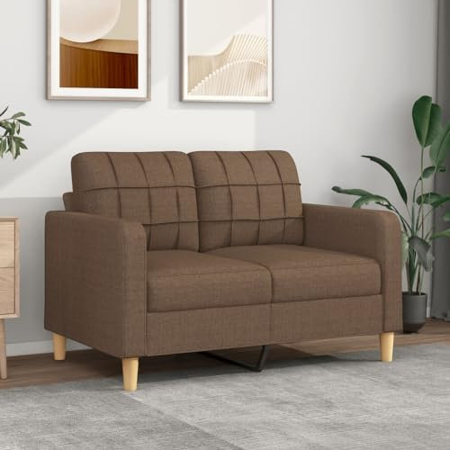 Willood 2-Sitzer-Sofa Couch für Wohnzimmer, Polstersofa mit Metallgestell, Loungesofa Zweisitzer Wohnzimmersofa Wohnzimmermöbel Braun 120 cm Stoff
