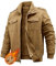 PASUDA Giacca Uomo Inverno Cotone Multitasche Giacca in Pile da Uomo Militare Multitasche Giubbotto Classico Antivento Jacket Invernali (Cachi, L)