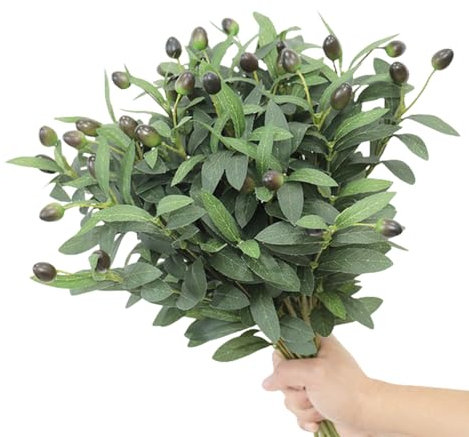 DODXIAOBEUL Lot de 8 branches d'olivier artificielles pour vases de 48,3 cm avec tiges d'olivier artificielles avec fruits pour décoration d'intérieur, mariage, fête, vase décoratif, arrangement