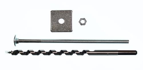 Carriage Bolt M8 x 200mm Cup/Dome head Square neck with Standard Hex Nut Square Plate Washer and Auger Drill Bit - Zinc Plated (Packs of 8) (M8 x 200mm With Drill Bit)